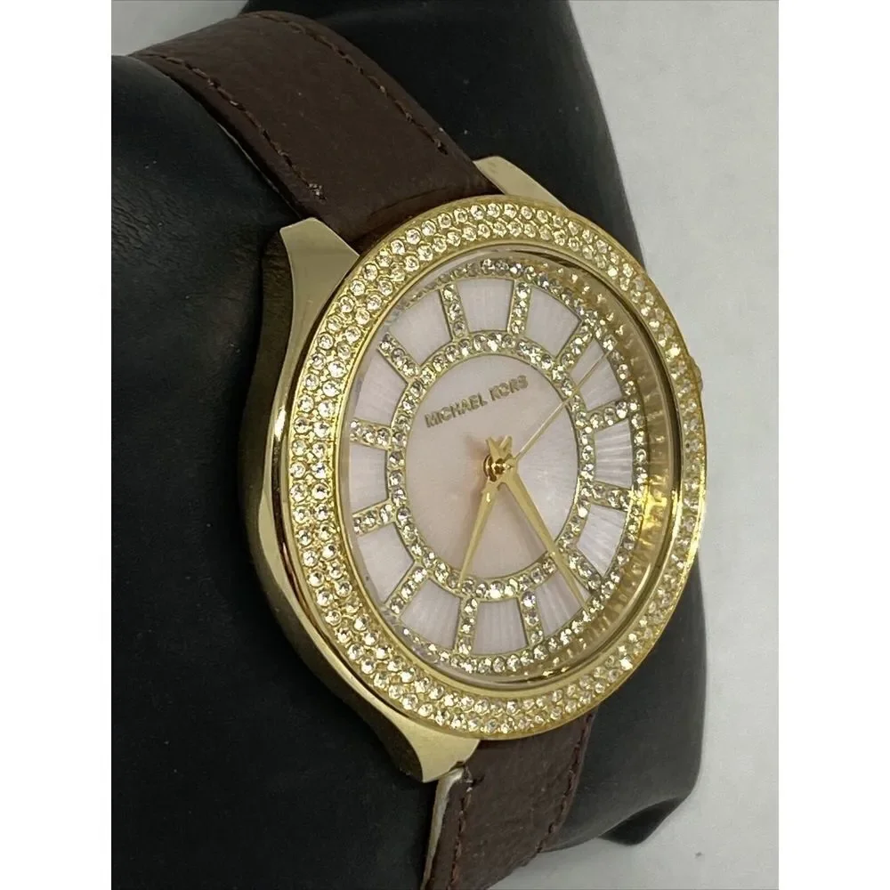 Michael Kors MK3396 Women's Brown Leather Analog Dial Quartz Genuine Watch HK940